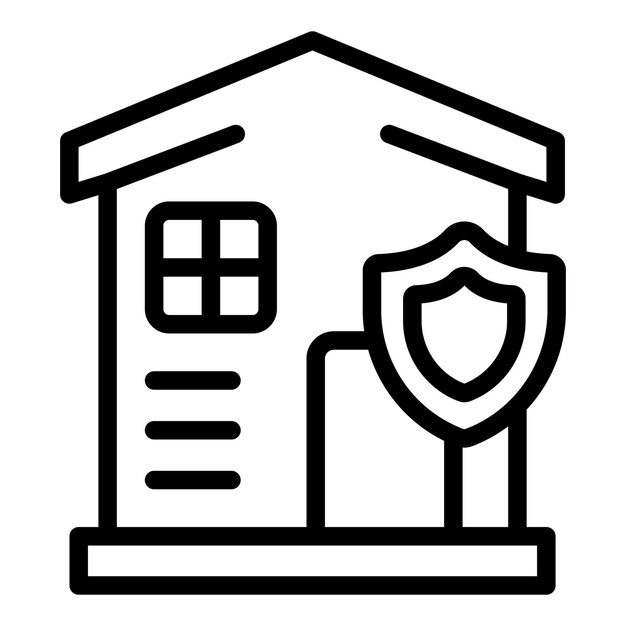 Icono de casa asegurada por responsabilidad Contorno Icono de vector de casa asegurada por responsabilidad para diseño web aislado sobre fondo blanco