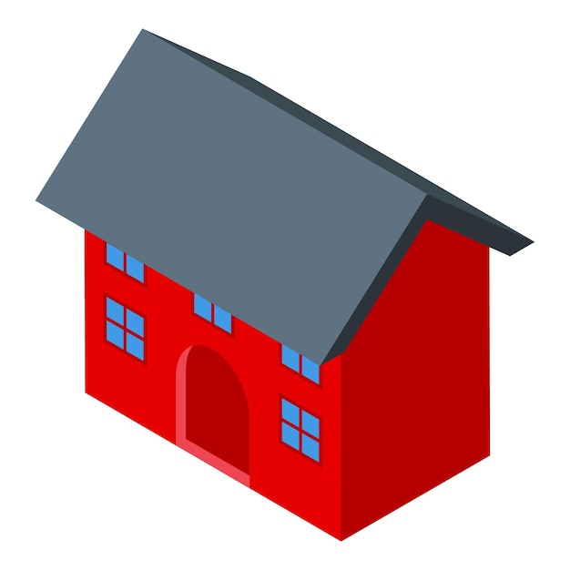 Icono de casa de cachorro rojo vector isométrico Perrera Linda casa