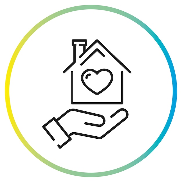 icono de la casa del corazón casa encantadora mano sosteniendo la casa con el corazón