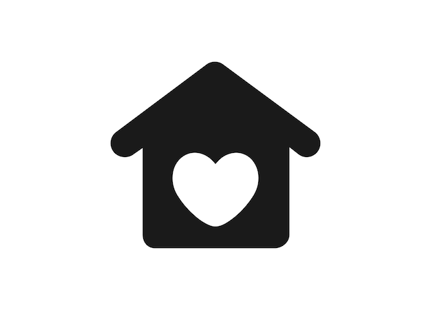 Icono de casa con corazón en el interior Casa con corazón indicación de apoyo y refugio familiar