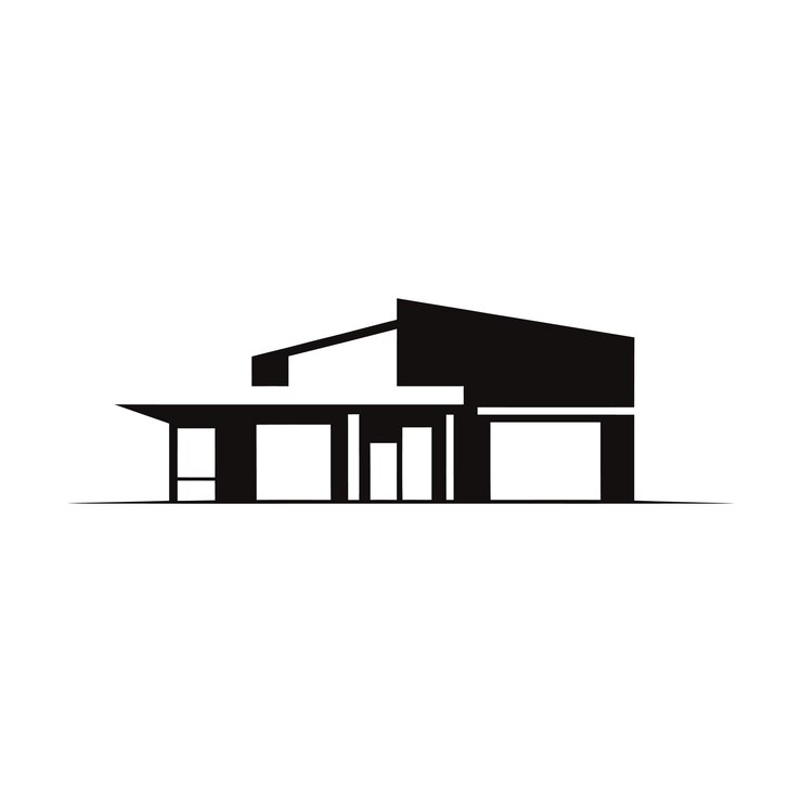 Icono de la casa con diseño arquitectónico y símbolo para el tema de bienes raíces y construcción