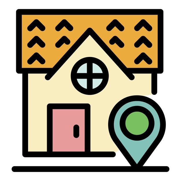 Icono de la casa y la etiqueta geográfica Icono del vector de la Casa y la etiquette geográfica Color plano aislado