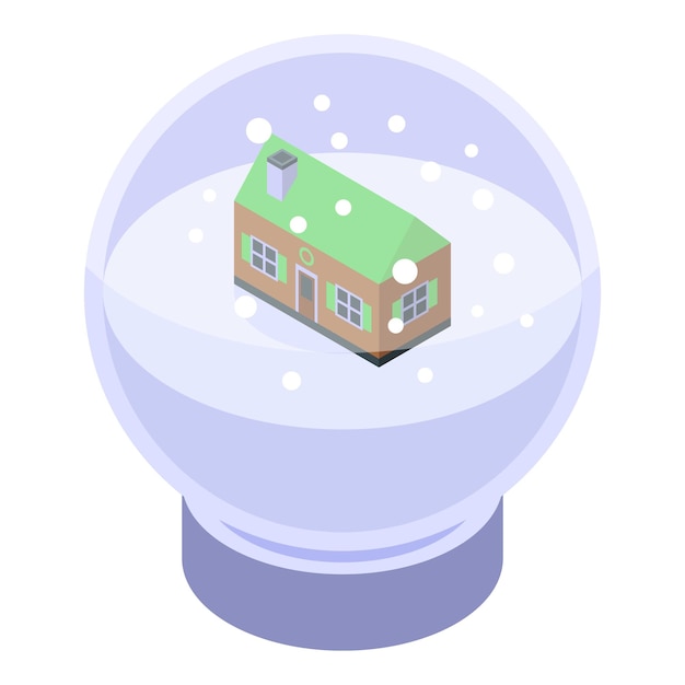 Icono de la casa de globo de nieve Isométrico del icono de vector de la casa de globo de nieve para diseño web aislado sobre fondo blanco