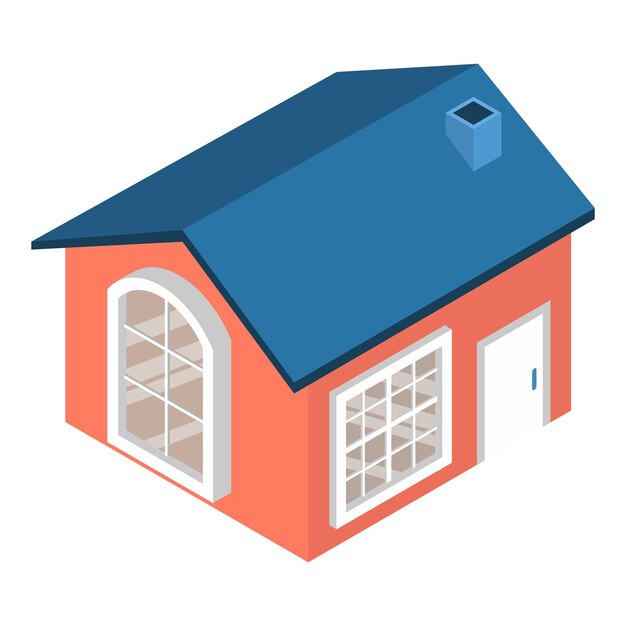 Icono de casa hermosa vector isométrico Nueva casa de un piso con icono de chimenea Arquitectura de construcción de edificios residenciales