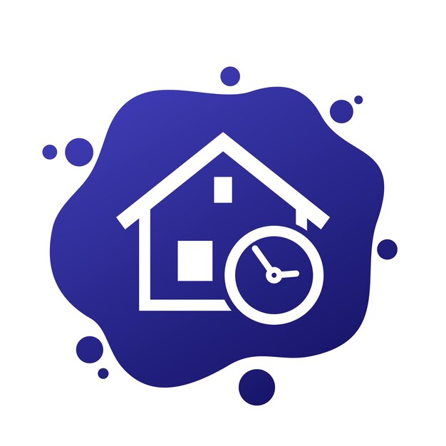 icono de casa y hora con un diseño lineal de reloj