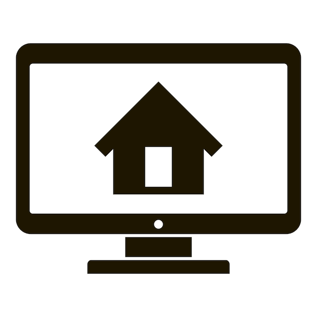 Icono de casa inteligente en el monitor Ilustración sencilla de casa intelixente en el monitor Icono vectorial para diseño web aislado en fondo blanco