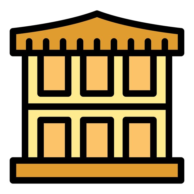 Icono de la casa de Kioto contorno vector Templo de la torre Viaje a Japón color plano