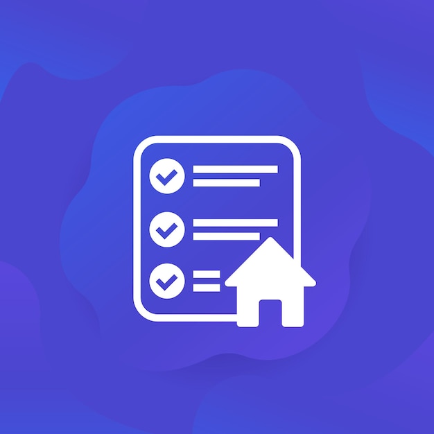 icono de casa y lista de comprobación para la web