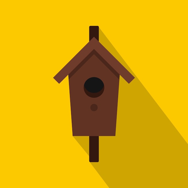 Icono de casa de pájaros o caja de anidación Ilustración plana de casa de pajaros o cabina de anidación Icono vectorial para la web aislado sobre fondo amarillo