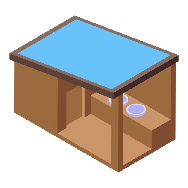 Icono de casa de perro de madera vector isométrico Perrera cabaña de animales de madera