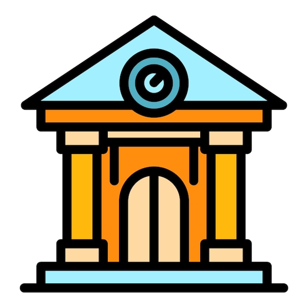 Icono de la casa de subastas Contorno del edificio de subastas Icono vectorial color plano aislado
