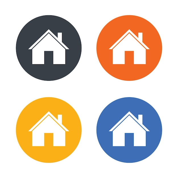 Icono de casa vectorial en círculo de varios colores
