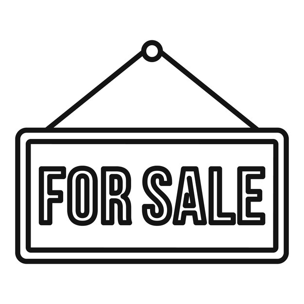 Icono de casa de venta Icono de vector de casa de venta de esquema para diseño web aislado sobre fondo blanco