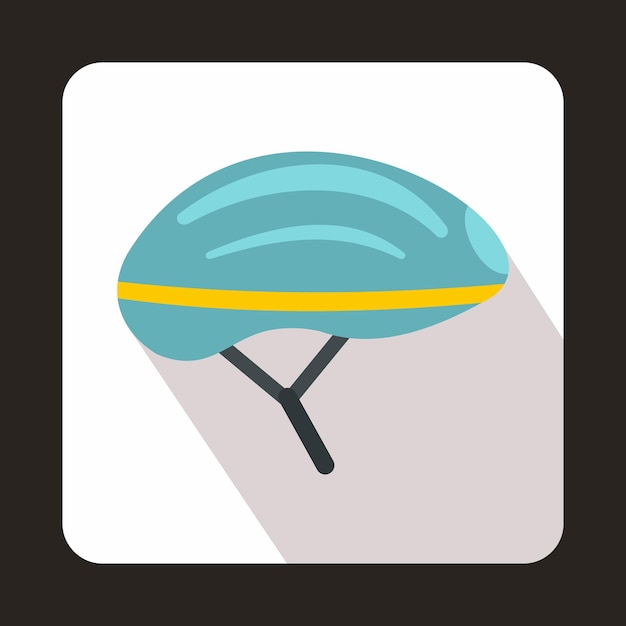 Icono de casco de bicicleta en estilo plano con sombra larga Símbolo de accesorios