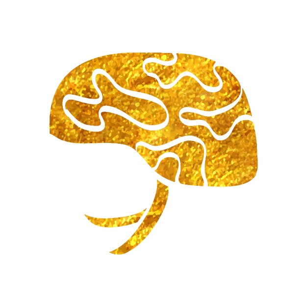 Icono de casco militar dibujado a mano en la ilustración de vector de textura de hoja de oro
