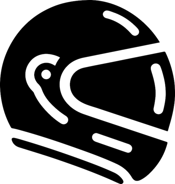 icono de casco de motocicleta mínimo color negro silueta vectorial fondo blanco 30