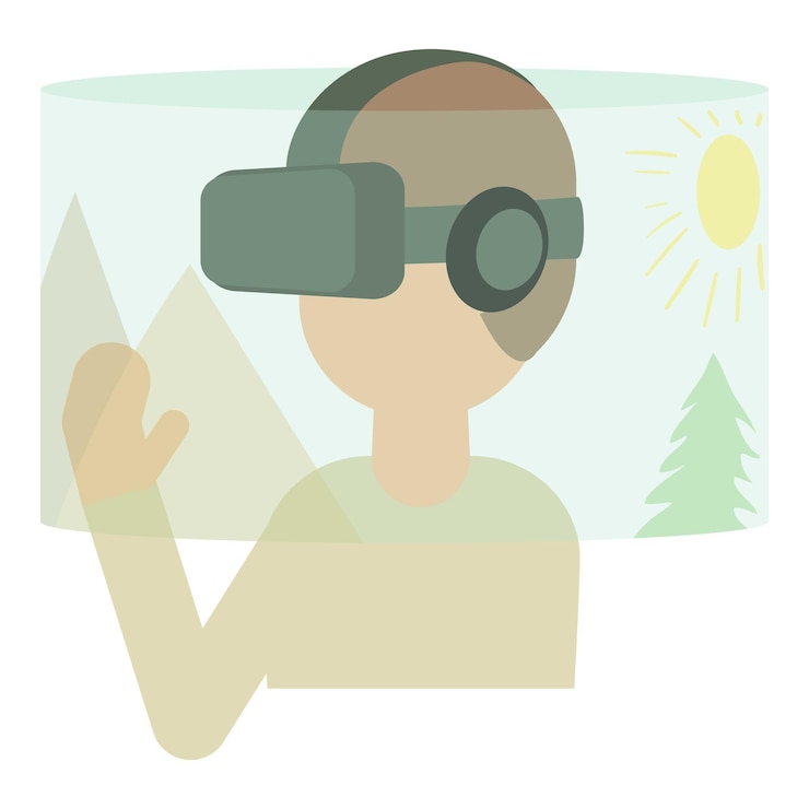 Vector icono de casco de realidad virtual ilustración de dibujos animados de icono de vector de casco de realidad virtual para web sobre fondo blanco