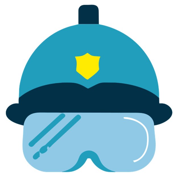 icono de casco de vidrio de la policía formas de colores