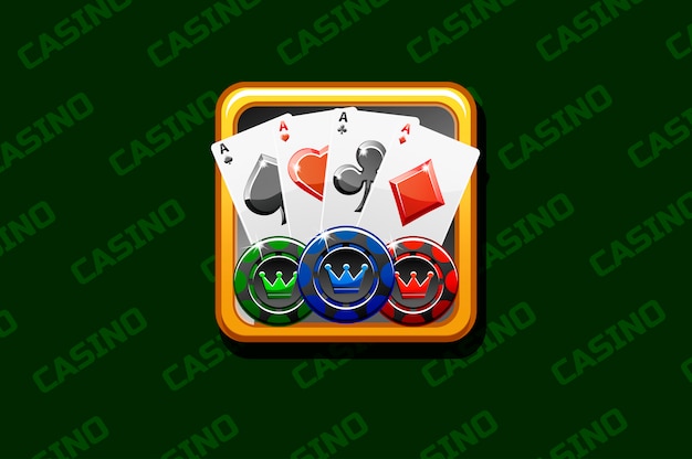 Icono de casino en fondo verde, para juego de interfaz de usuario