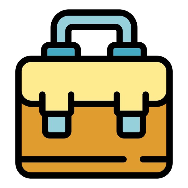 Icono de caso de trabajo estudiantil Contorno de caso de empleo estudiantil Icono vectorial de color plano aislado
