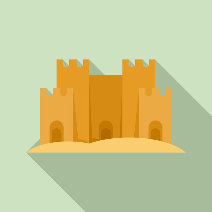 Vector icono de castillo de arena ilustración plana del icono de vector de castillo de arena para diseño web