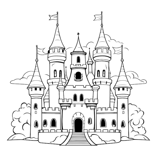 Icono del castillo Cuento de hadas tema medieval y de fantasía Diseño aislado