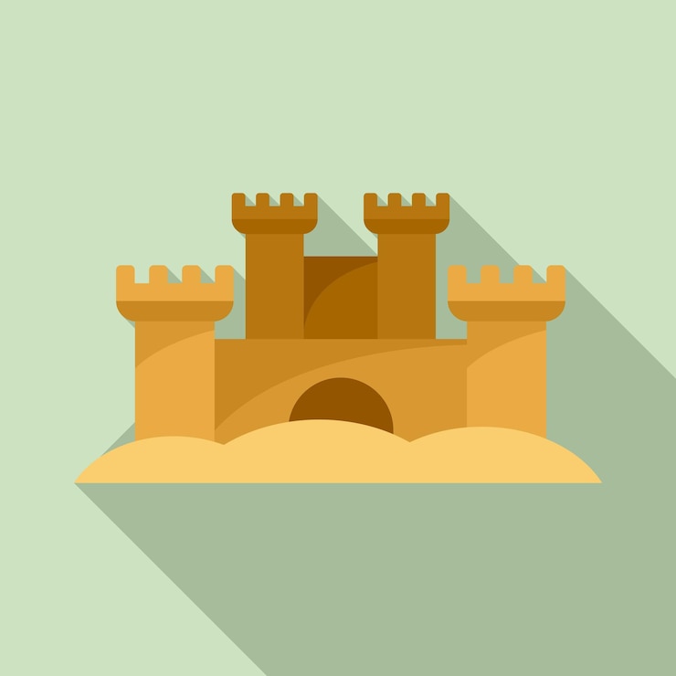 Vector icono de castillo de escultura de arena ilustración plana del icono de vector de castillo de escultura de arena para diseño web