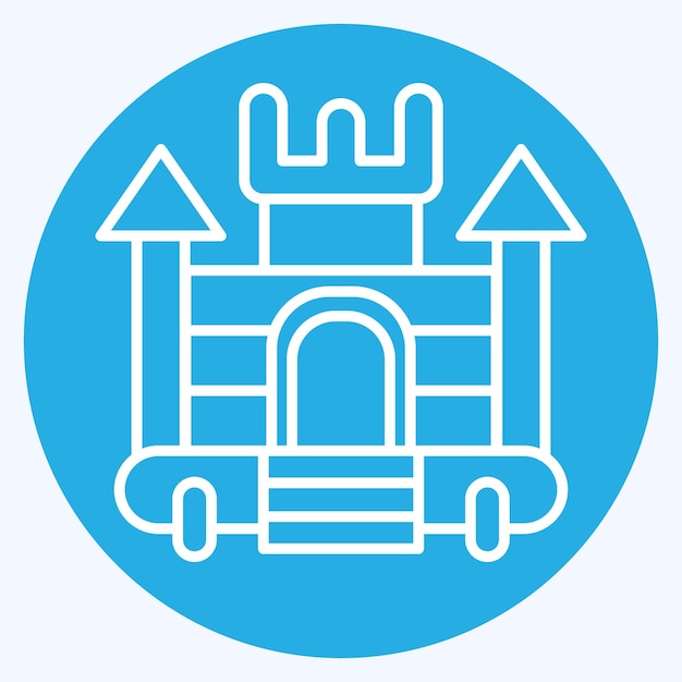 Icono Castillo inflable relacionado con el símbolo del parque de atracciones ojos azules estilo diseño simple