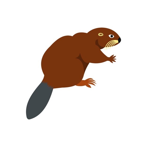 Icono de castor en estilo plano aislado sobre fondo blanco