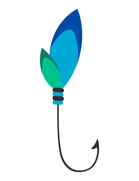 Icono de cebo de pesca Señuelo con gancho aislado sobre fondo blanco Resumen señuelos de pesca contemporáneos y wobblers Accesorio de pescador Equipo de pescador vectorial