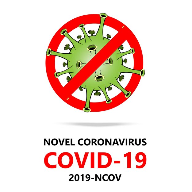 Icono de celda de virus coronavirus 2019 con texto