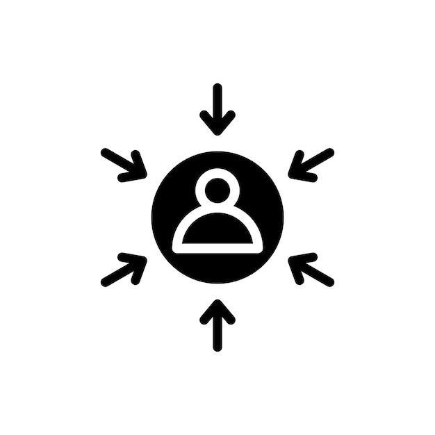 Icono centrado en el cliente aislado sobre fondo blanco
