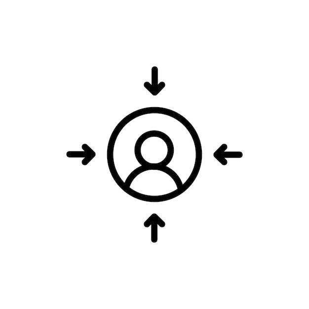 Icono centrado en el cliente aislado sobre fondo blanco