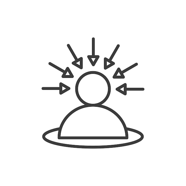 El icono centrado en el consumidor establece el enfoque del cliente el enfoque del vector del símbolo del cliente el primer signo