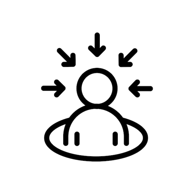 El icono centrado en el consumidor establece el enfoque del cliente el enfoque del vector del símbolo del cliente el primer signo