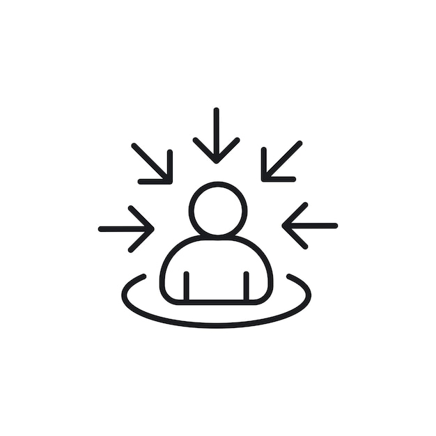 El icono centrado en el consumidor establece el enfoque del cliente el enfoque del vector del símbolo del cliente el primer signo
