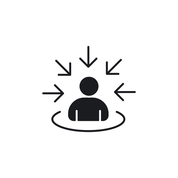 El icono centrado en el consumidor establece el enfoque del cliente el enfoque del vector del símbolo del cliente el primer signo