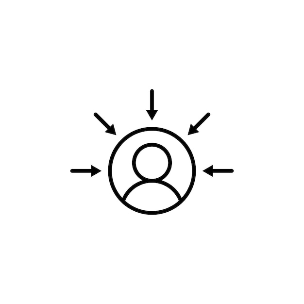 El icono centrado en el consumidor establece el enfoque del cliente el enfoque del vector del símbolo del cliente el primer signo