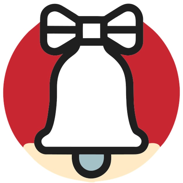 icono centrado en el fondo blanco de la campana de Navidad