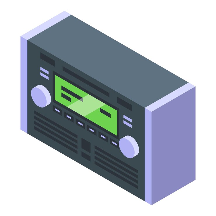 Vector icono del centro de control del coche vector isométrico reproductor de radio fuerte