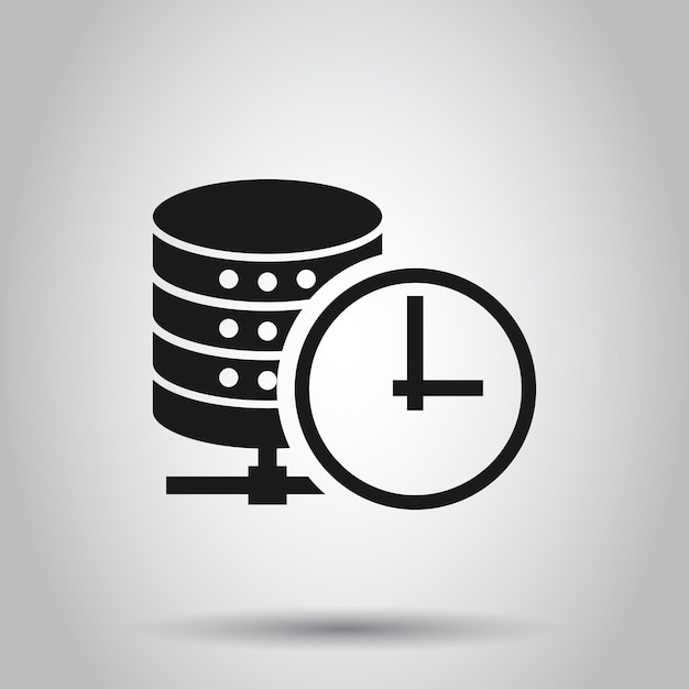 Icono de centro de datos en estilo plano Ilustración vectorial de reloj en un fondo aislado Ver concepto de negocio