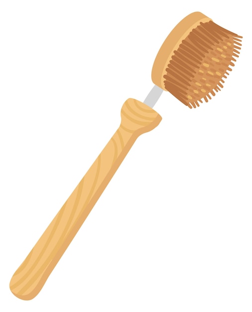 Icono de cepillo de dientes de madera Herramienta de baño ecológica de color aislada sobre fondo blanco
