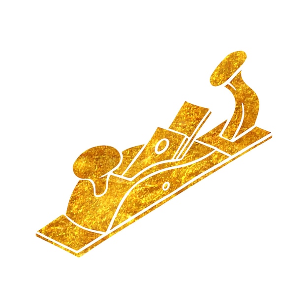 Icono de cepillo de mano dibujado a mano en la ilustración de vector de textura de hoja de oro