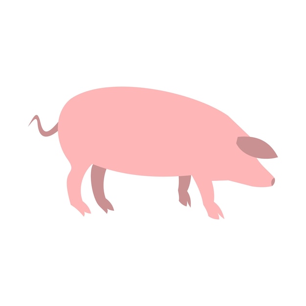 Icono de cerdo en estilo plano aislado sobre fondo blanco