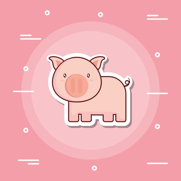 Vector icono de cerdo lindo sobre fondo rosa