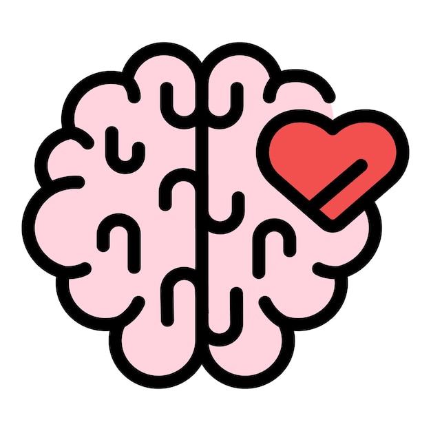 El icono del cerebro de la autoestima El contorno del icono del vector del cerebro del autoestima El color del icono es plano y aislado