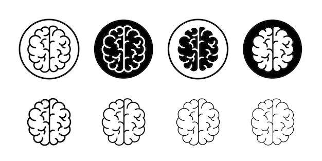 El icono del cerebro es plano y el diseño del conjunto es simple.