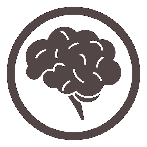 El icono del cerebro humano es el símbolo de la mente redonda negra.