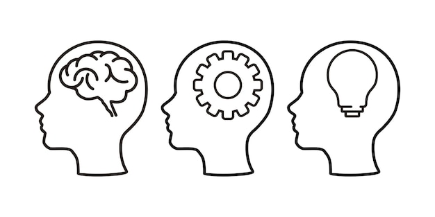 Icono del cerebro humano en estilo de línea