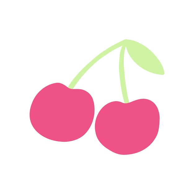 Icono de cereza retro en estilo de dibujos animados dibujados a mano ilustración de vector plano de pegatina femenina pop dulce fruta baya colorida en estilo de los años 90